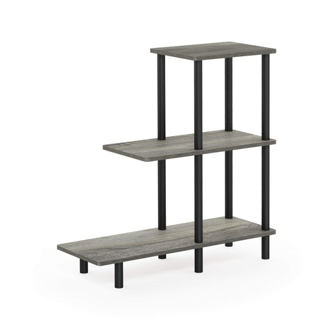 Furinno TURN-N-TUBE Side Table, 3-Tier Tall L-Shape End Table with Open Shelf, Tall Toolless Night Stand, Bedside Table, for Living Room, Bedroom