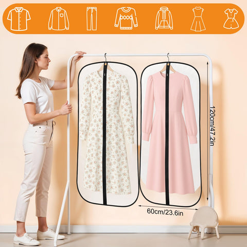 12 Pack Garment Bags, PEVA Translucent Clothes Covers, Suit Bag 47in