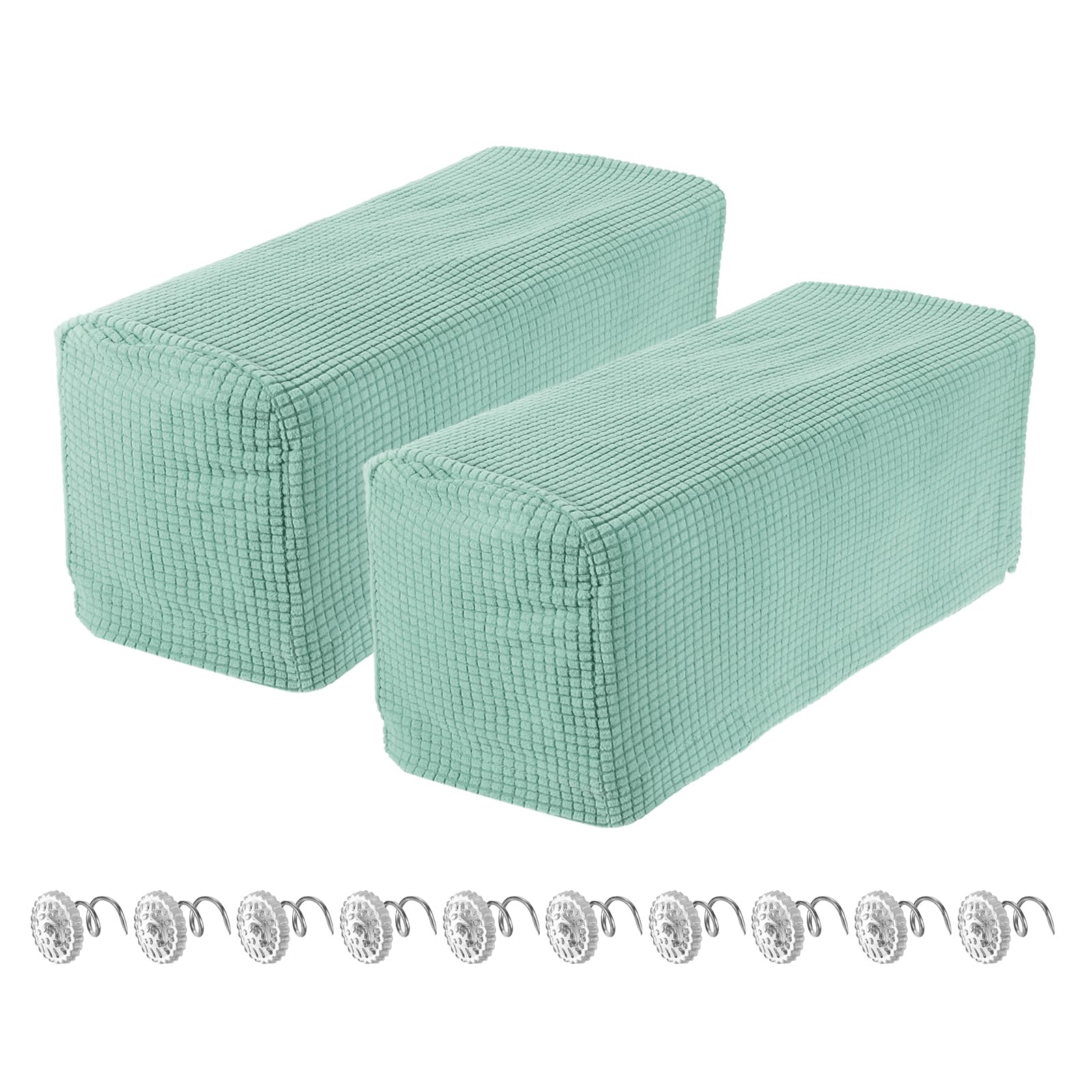 sourcing map 2pcs Stretch Armrest Covers for Chairs/Sofas, Couch Arm Covers with Twist Pin, Furniture Protector Slipcovers Mint Green