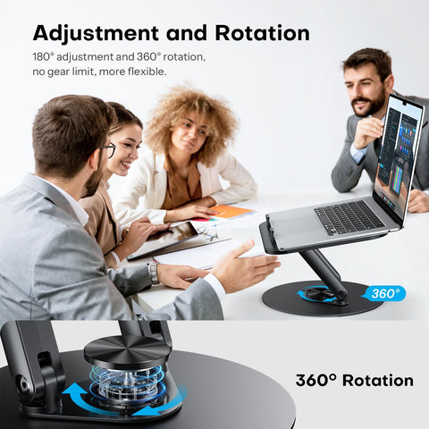 OMOTON 360° Swivel Laptop Stand for Desk, with Adjustable Height, up to 15"