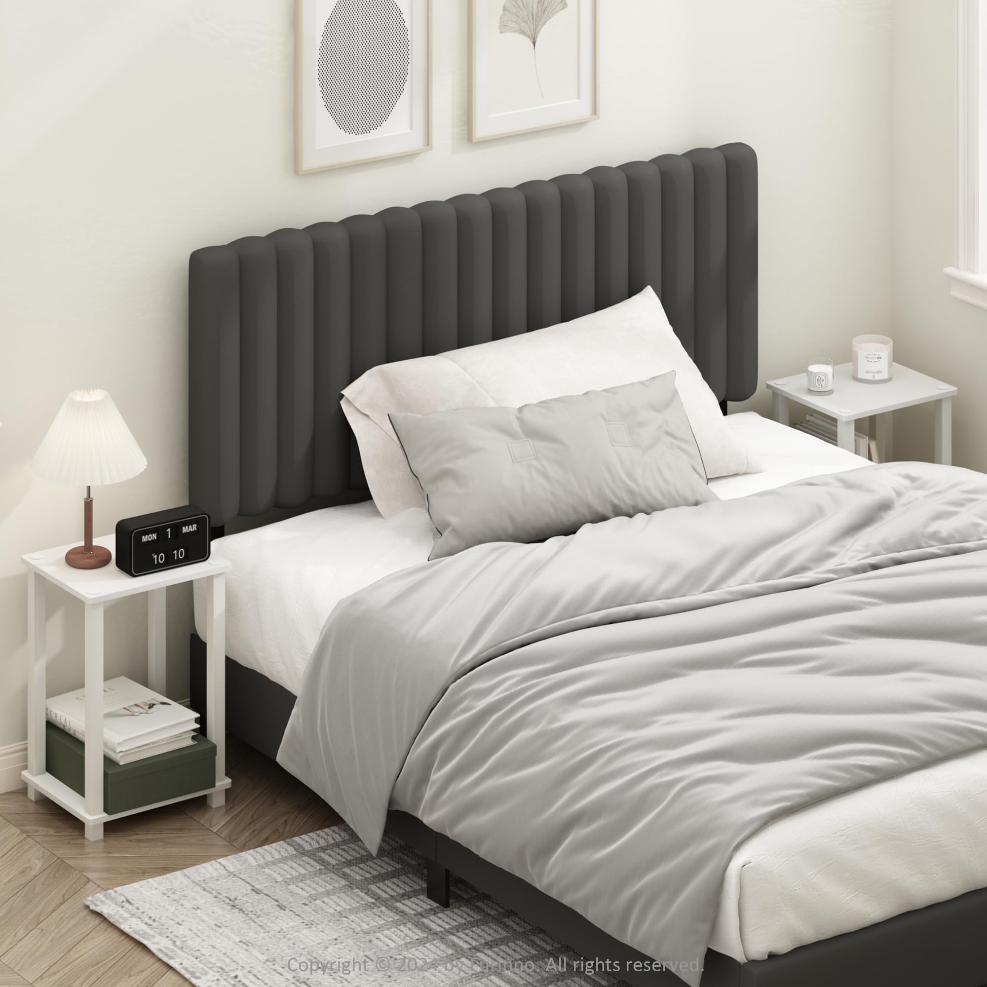 Furinno SIMPLISTIC Night Stand Set of 2, 2-Tier Small Nightstand with Open Shelf, Toolless Bedside Table, End Table, Side Table, for Bedroom