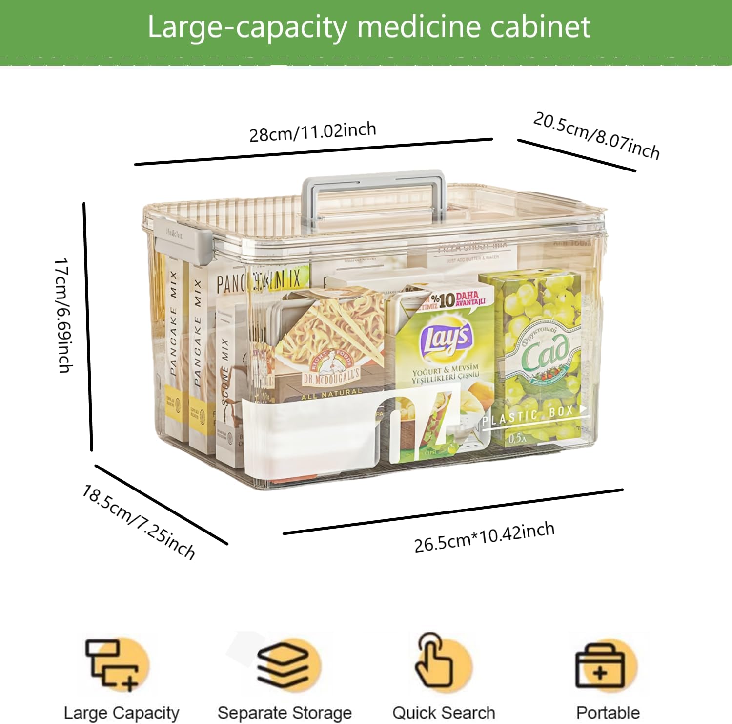 Yongheng Medicine box, Medicine storage Box, Medicine Storage Box Large, Portable with Lid Medication Storage Box