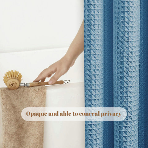 Stfery Waffle Shower Curtain with Metal 120x200 Shower Curtain Waterproof Mould Resistant