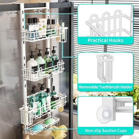 HapiRm Over Door Shower Caddy - 4 Tier Adjustable Shower Caddy Hanging