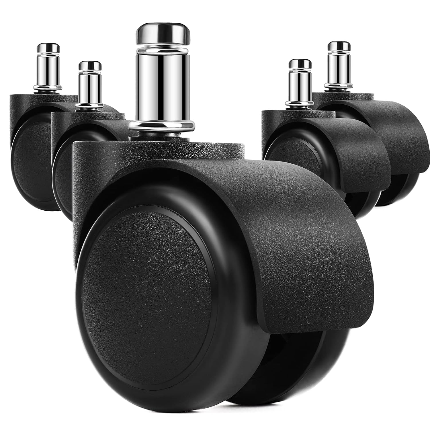 2" Office Chair Wheels Rotating Desk Chair Replacement Wheels Casters Universal Standard Sterm size Fits 5 Counts