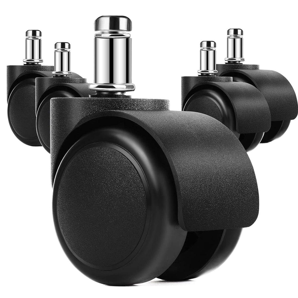 2" Office Chair Wheels Rotating Desk Chair Replacement Wheels Casters Universal Standard Sterm size Fits 5 Counts