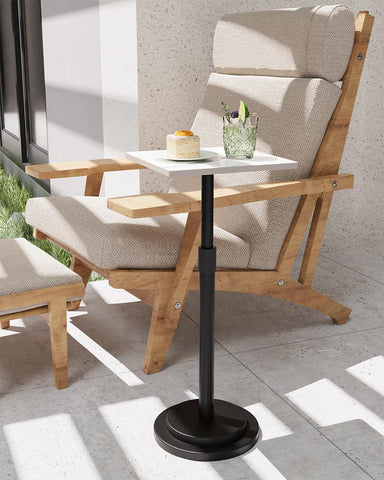 GUOHNHE Square Side Table, Height Adjustable Drink Stand, 1 Pack, White