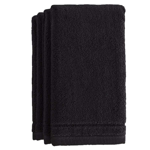 Creative Scents Cotton Fingertip Towels Set Black - 4 Pack - 11 x 18 Inches Decorative Small Extra-Absorbent and Soft Terry Towel for Bathroom