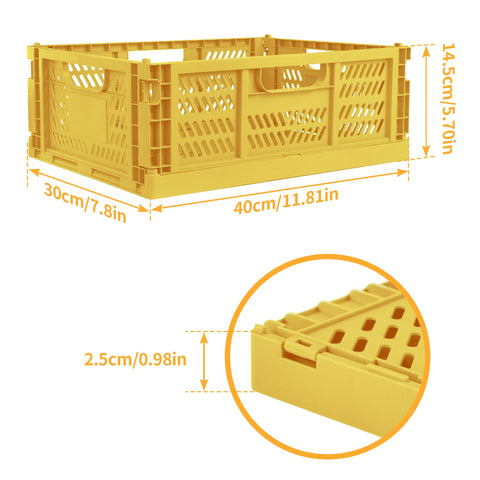 Spesh 2 Pcs Collapsible Storage Boxes Stackable Storage Baskets Folding Plastic Crates Foldable Crate Bins with Handles for