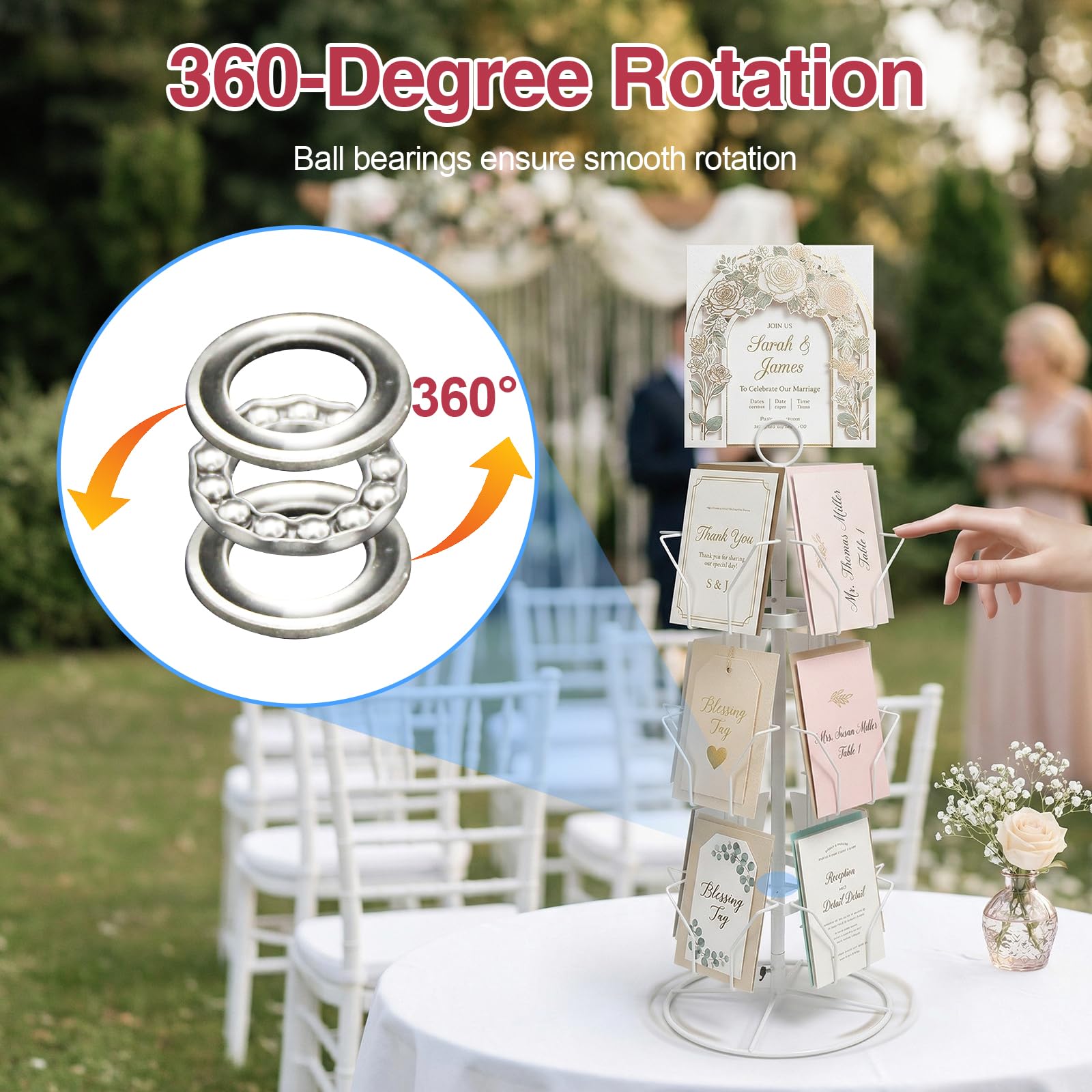 Hocomay 3 Tier Greeting Card Display Stand, 12 Pocket Rotating Greeting Card Organizer