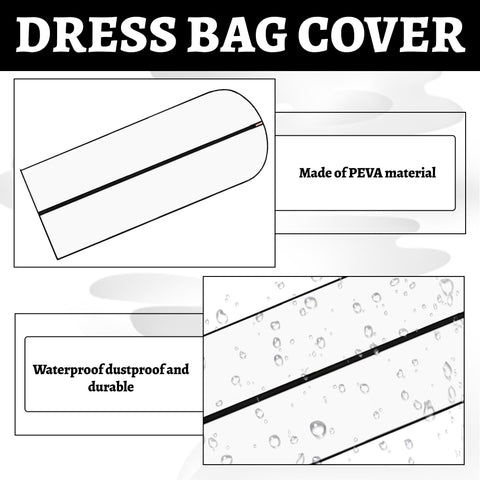 6PCS Long Dress Bags Covers,Dress Bags Covers Long,Garment Bags Translucent Waterproof & Dustproof Storage Covers for Suits