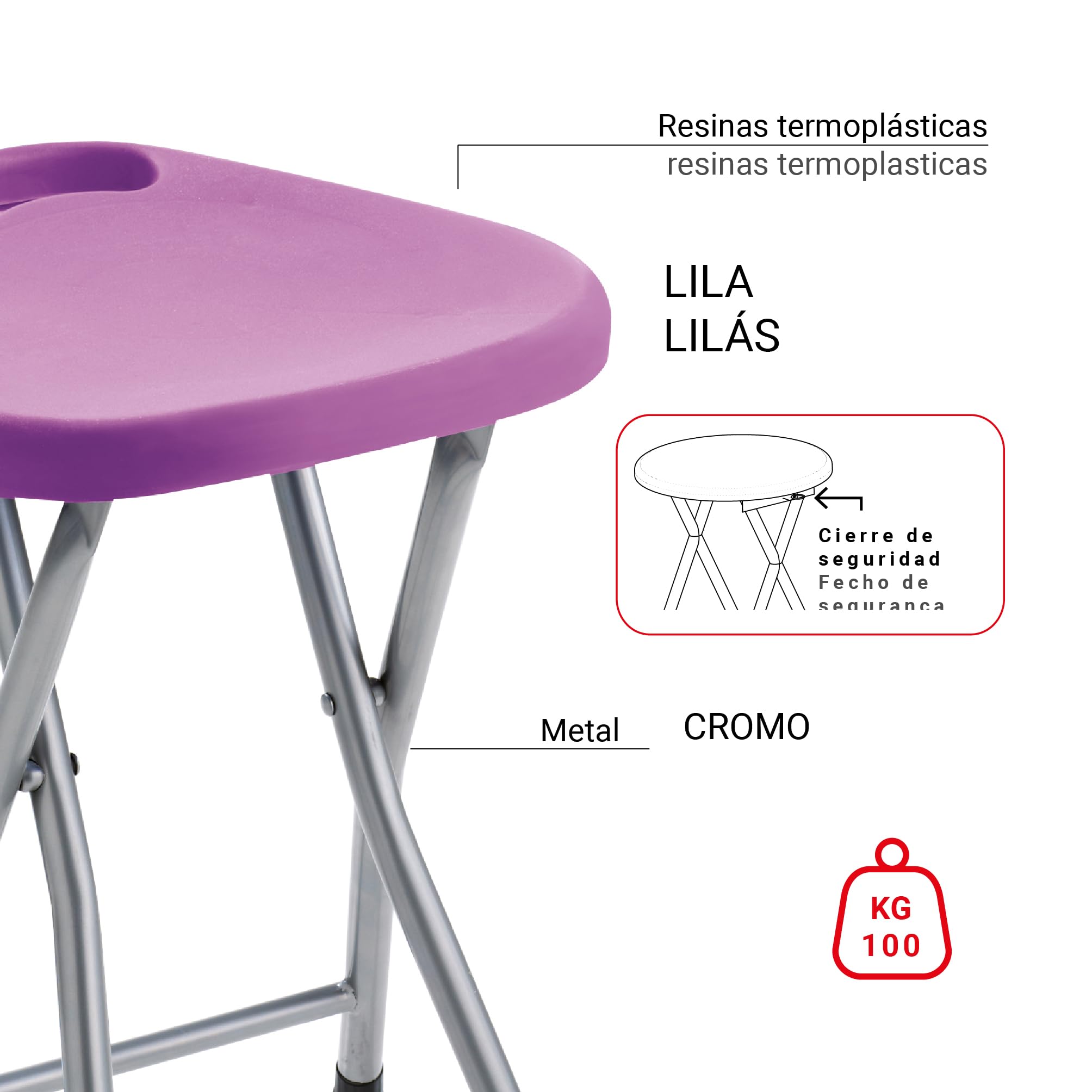 Gedy - Tabouret REPLIABLE Plastic/MÉTAL Lilas - Gedy - G-CO757900300