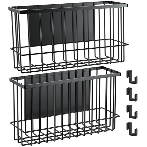NiHome 2-Pack Magnetic Fridge Shelf Baskets, 14 lb Capacity, Black