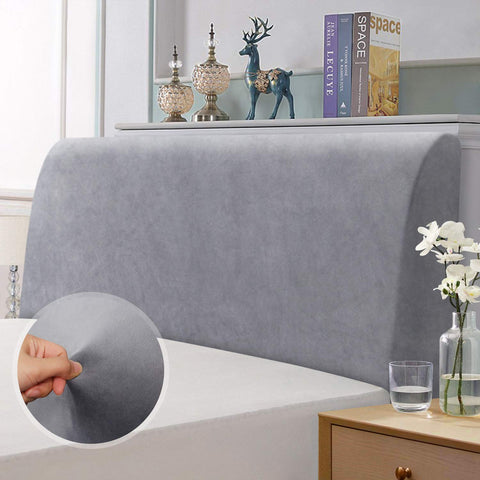 TAOCOCO Bed Headboard Covers, King Size Headboard Covers,Velvet All-inclusive Elastic Headboard Protection Cover for King/Double Bed,Grey Headboard