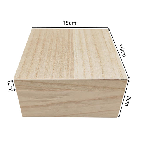 Anktily 4PCS Unfinished Wooden Box with Top Lid, 15x15x8cm Small Square Wood Keepsake Box,Rustic Wood Container Boxes for Crafts, Home Storage