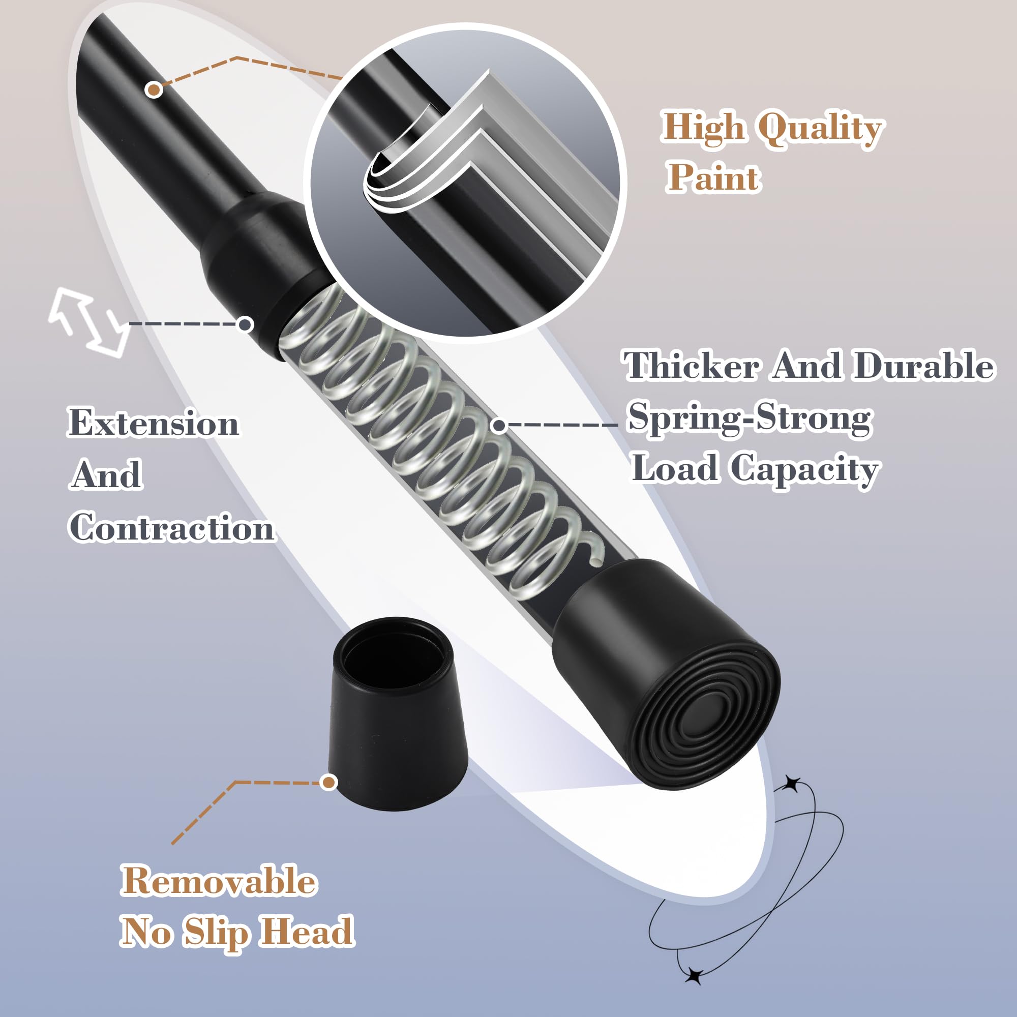 Extendable Curtain Pole Telescopic Curtain Rod Tension Rod,Length 105-190cm