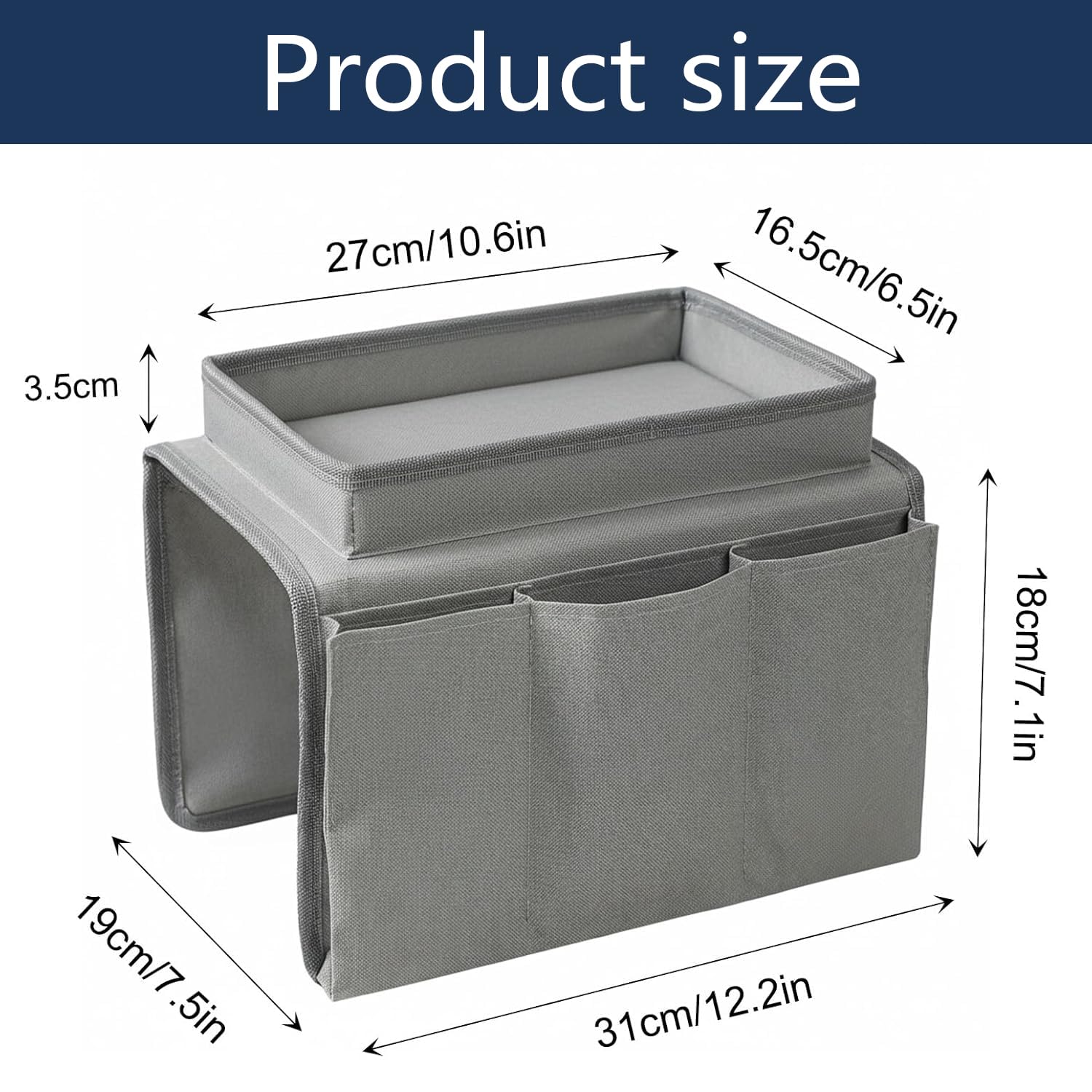 SIXHAOBU Sofa Armrest Organizer with Tray, Versatile Armchair Tray Waterproof Sofa Arm Chair Table Holder Non-Slip Armrest Organiser with 4 Bags for
