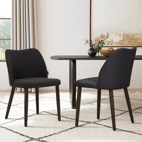COLAMY Upholstered Dining Chairs, Modern Fabric Dining Room Kitchen Side Chair with Padded Seat and Wood Legs for Restaurant/Cafe,White