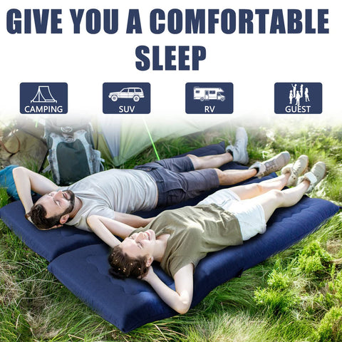 MAXYOYO Portable Foldable Futon Mattress, Hypoallergenic Fabric and High-Density Foam Mattress Pad with Handle and Zipper for Outdoor Indoor Camping