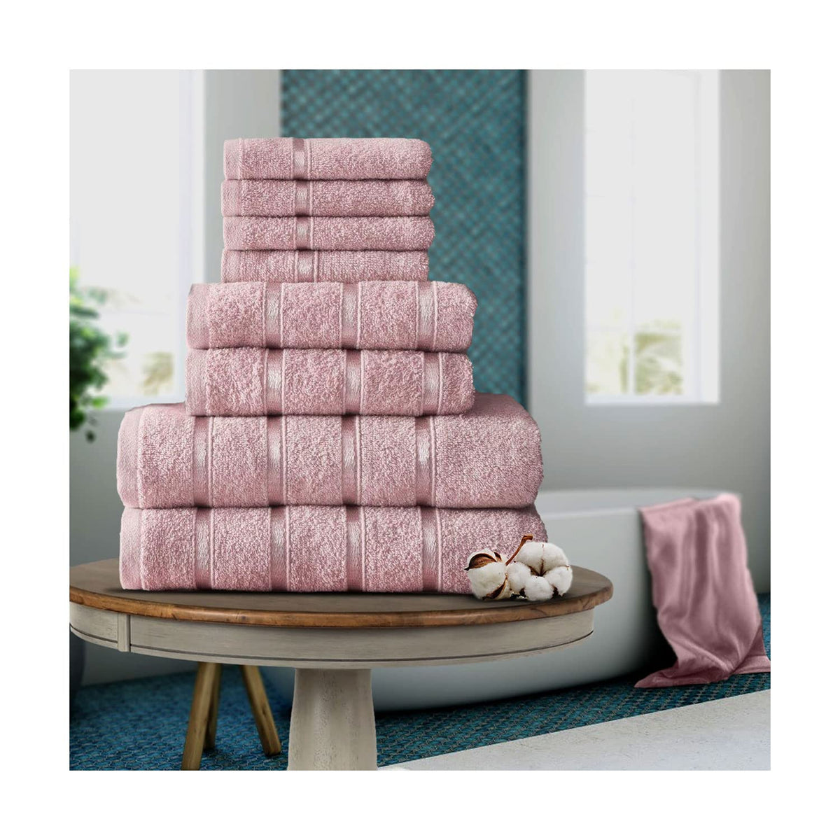 FAIRWAYUK 8-Piece Towels Bale Set for Bathroom, Ultra Soft Premium Quality Water Absorbent Towel Gift Sets, 100% Egyptian Cotton