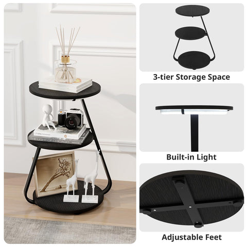 ARTETHYS Side Table, Small Round Coffee Table, Black
