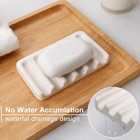BosilunLife Ceramic Bathroom Accessories Set - Bathroom Counter Soap Set Beige Bathroom Decor Sets Accessories Bathroom Lotion Soap Dispenser and