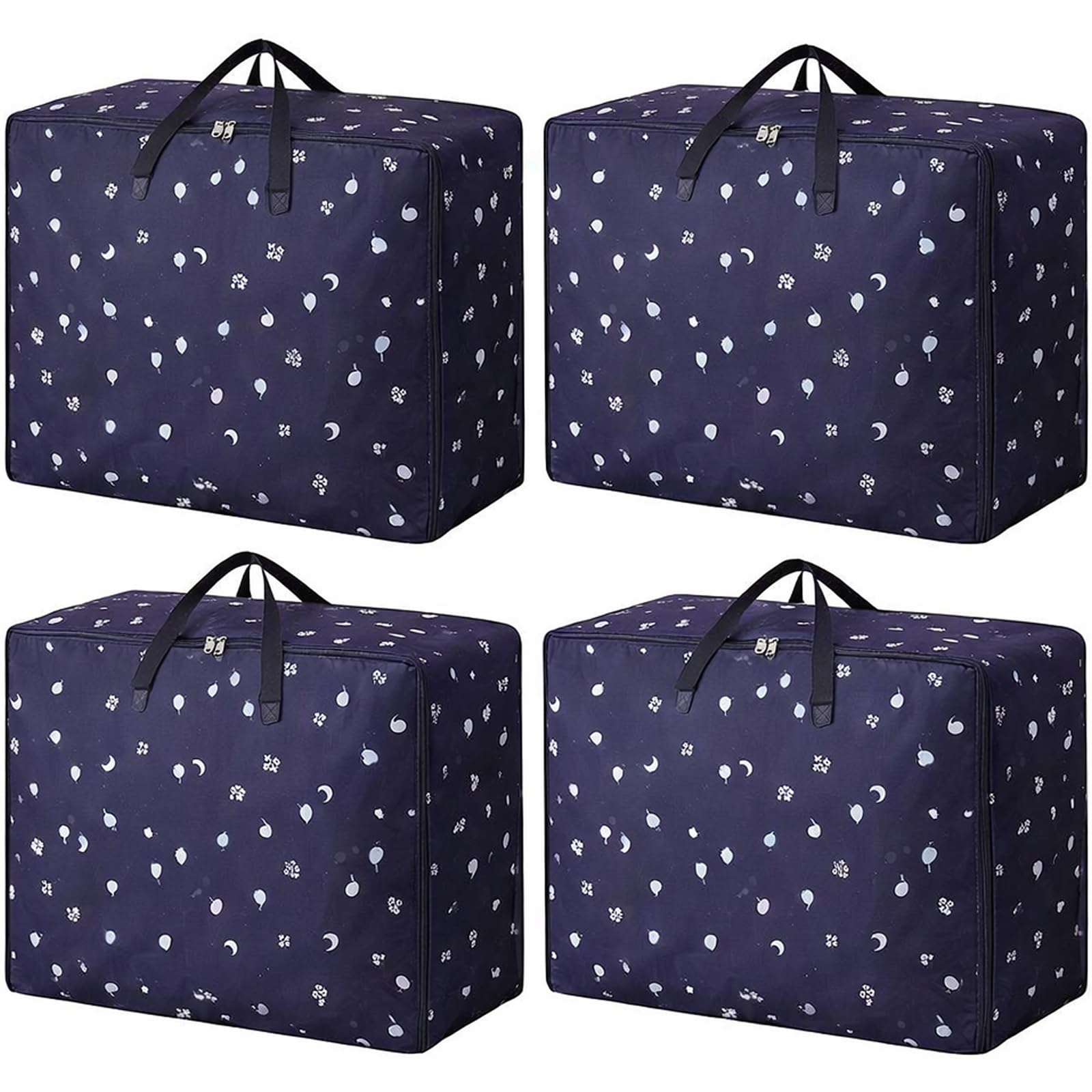 4 Pcs 105L Large Moving Bags Oxford Fabric Storage Bags with Zips, Blue