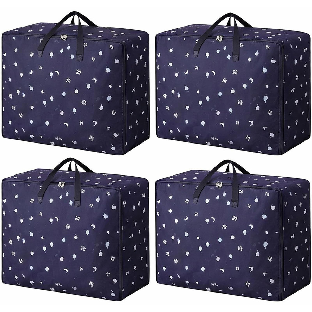 4 Pcs 105L Large Moving Bags Oxford Fabric Storage Bags with Zips, Blue