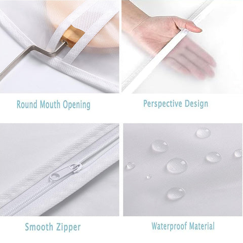 QH7 Garment Covers Dustproof Clothes Covers Moth Proof Coat Bag with Zip PEVA Translucent Dress Cover Waterproof Anti-mite Breathable Suit Protector