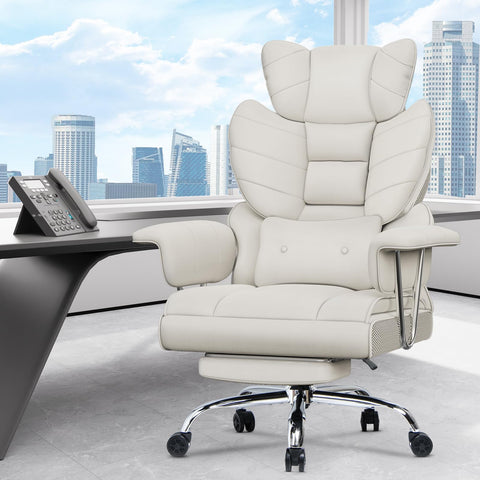 naspaluro High Back PU Leather Ergonomic Computer Recliner, Big Tall Executive Desk Office Chair with Armrests/Footrest