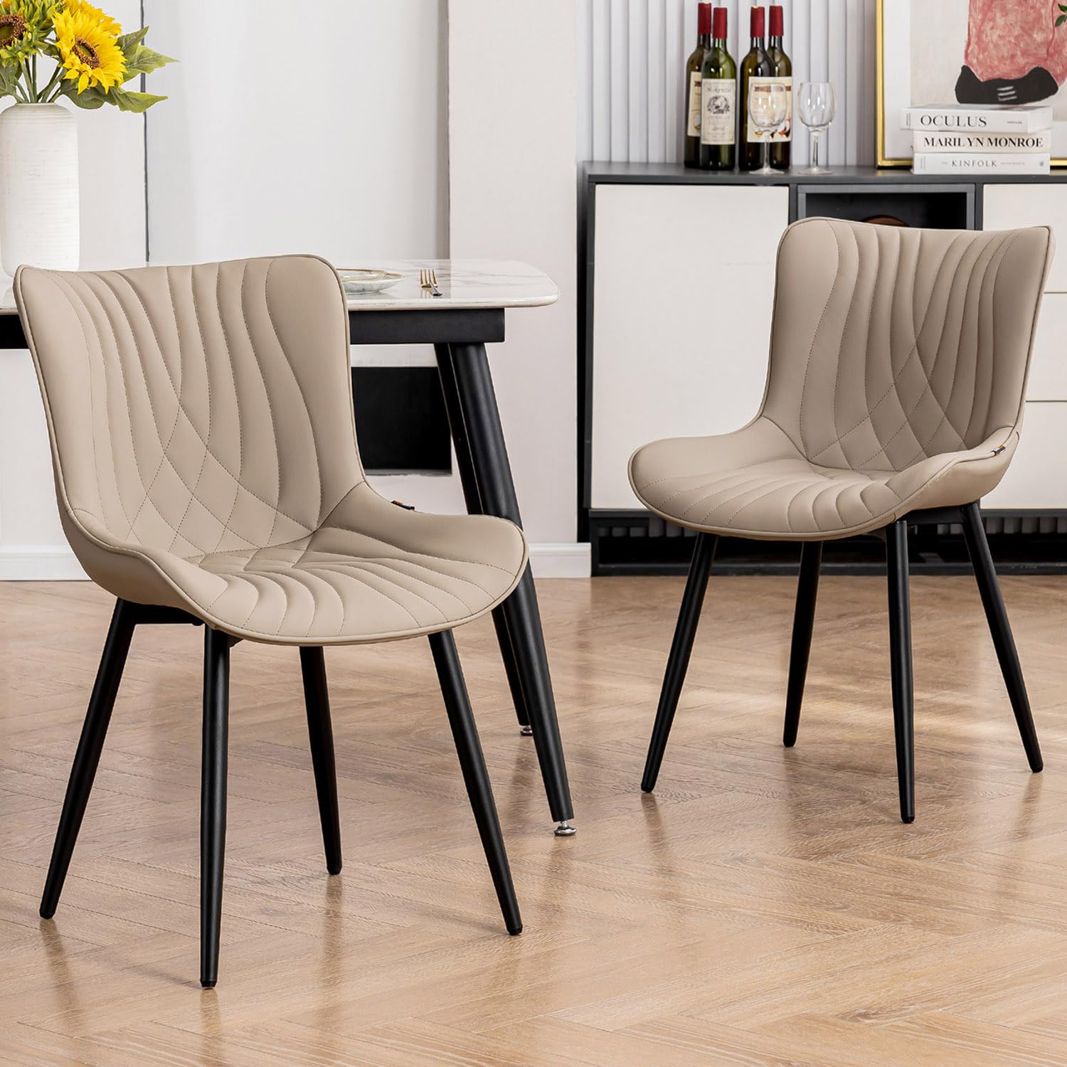 Kidol&Shellder Dining Chairs Set of 2, Modern Dining Room Chair, Khaki