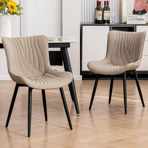 Kidol&Shellder Dining Chairs Set of 2, Modern Dining Room Chair, Khaki