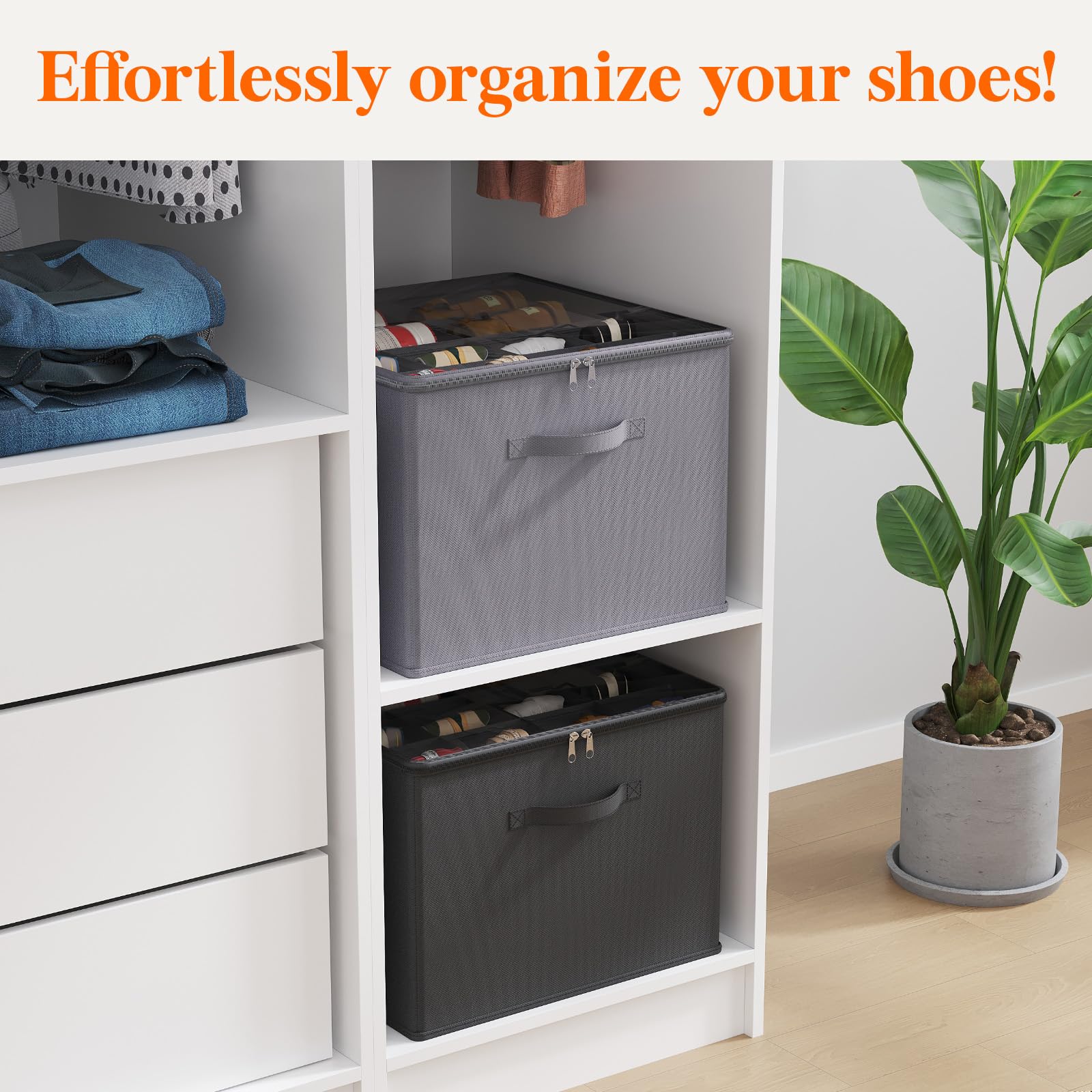 Lifewit Shoe Storage Organiser for Closet, Holder Box, 1 Pack, Black