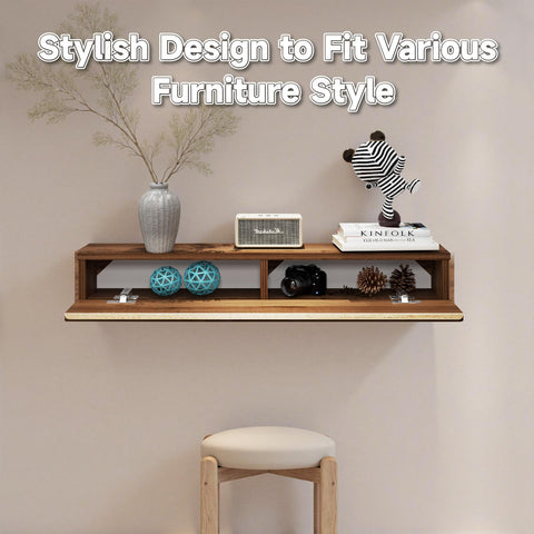 Pmnianhua Floating Solid Wood Console Table, Wall Mounted Narrow Entryway Table with Storage Shelf