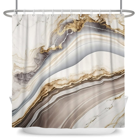 Bovlleetd Champagne Marble Shower Curtain Modern Luxury Grey Decorative Elegant Simplicity Bathroom Curtain Accessories 47"x72" Waterproof Polyester