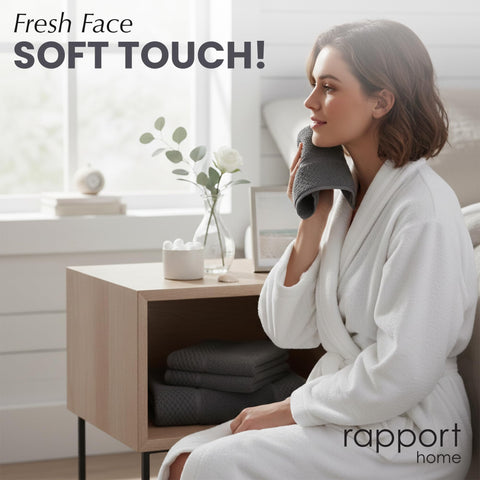 Rapport Home Eden Weave Face Towels 2-Pack Luxurious 100% Cotton 500gsm Soft Absorbent Face Cloths, Oeko-Tex Certified Bathroom Hand Towels