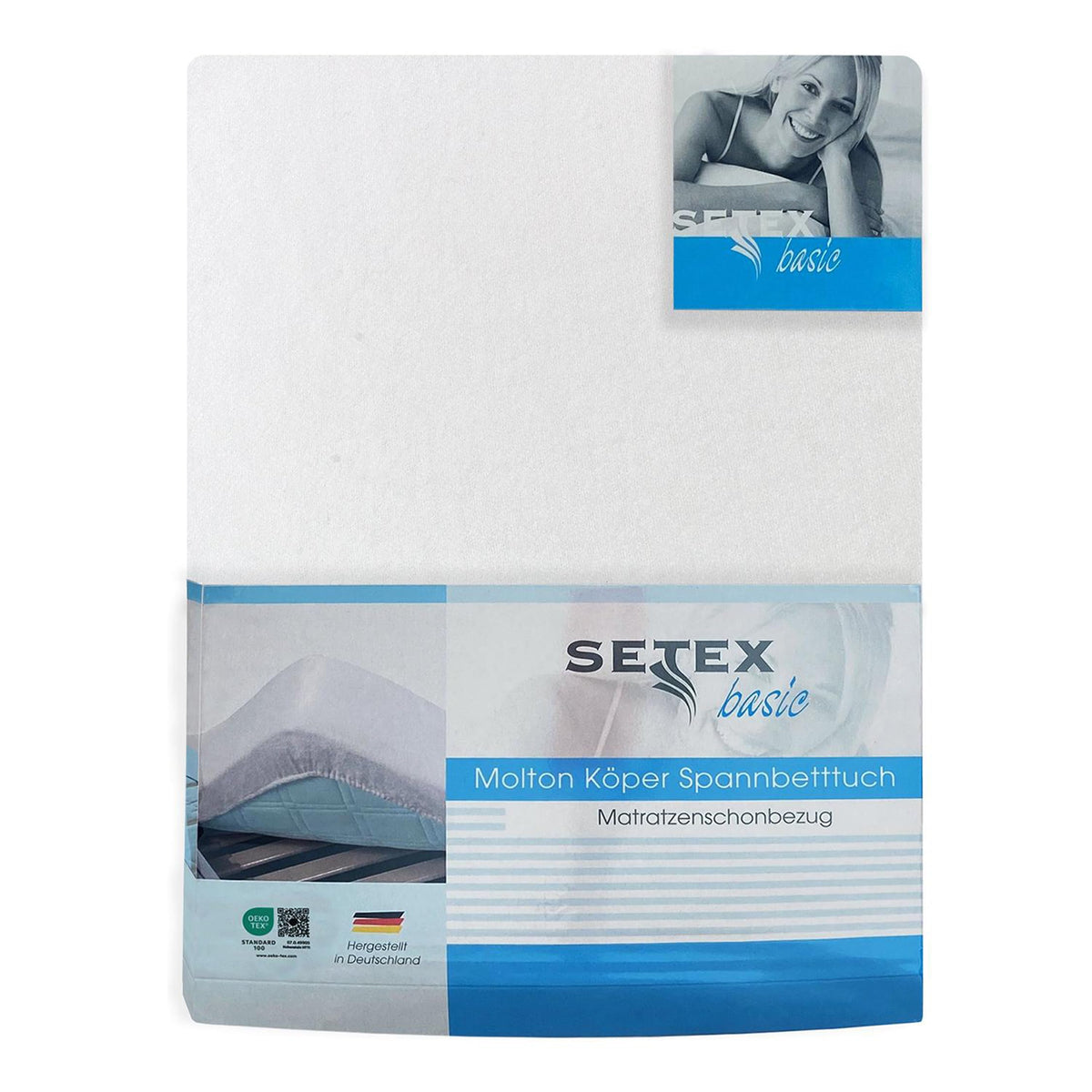 Setex Molton body mattress protectors, fitted sheet, basic, white, 1308, Cotton, White, 120 x 200 cm