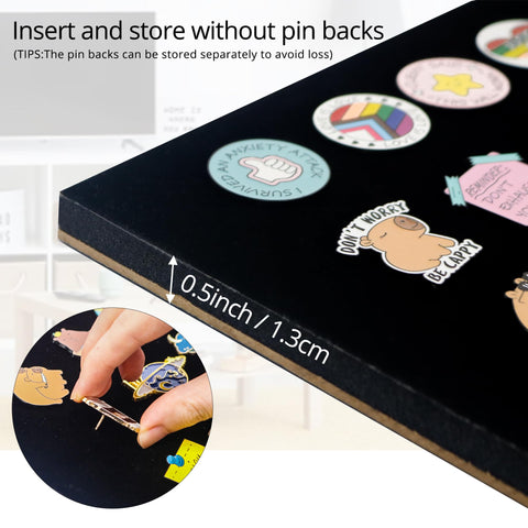 GMFrames 11x11 Enamel Pin Display Case, Pin Collection Display Frame with Real Glass, Shadow Box for Wall and Tabletop, Pin Holder Black