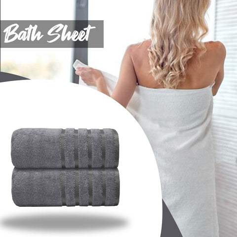 Casabella Deluxe 2 Piece Jumbo Bath sheet 90x180 cm 100% Cotton Extra Large Bath Towels Highly Absorbent Grey Bath sheets Towels