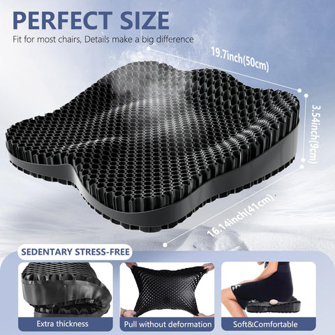 19.7in Thicken Gel Seat Cushion Pressure Relief Cushion for Long Sitting