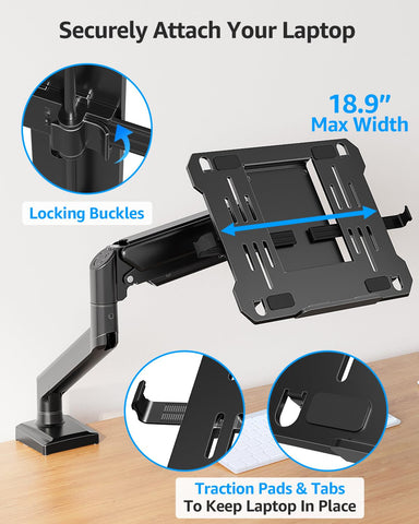 MOUNTUP Laptop Stand for Desk, 2-in-1 Monitor Mount with Laptop Tray