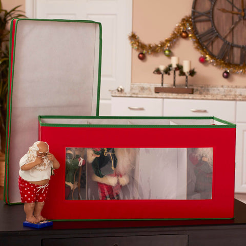 Household Essentials Holiday Vision Storage Box Chest, Fabric, Red & Green, 8-Piece Figurine