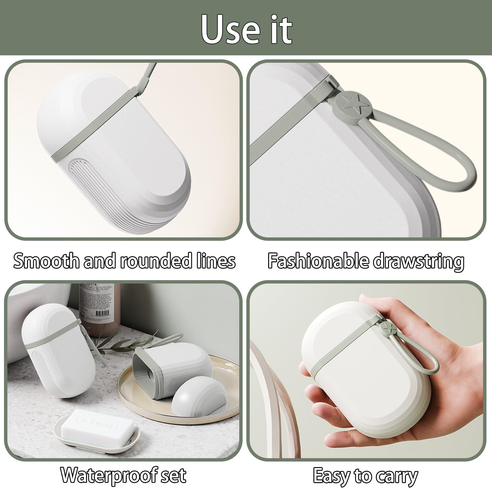 ApollOptimum 4 Pcs Soap Box Travel,2 Frosted Soap Dish with Lid and Lanyard + 2 Soap Bags for Shower,Leakproof Waterproof Soap Dish,Soap Box & Soap