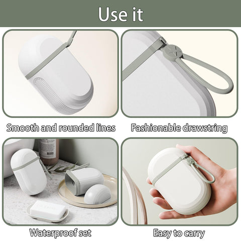 ApollOptimum 4 Pcs Soap Box Travel,2 Frosted Soap Dish with Lid and Lanyard + 2 Soap Bags for Shower,Leakproof Waterproof Soap Dish,Soap Box & Soap