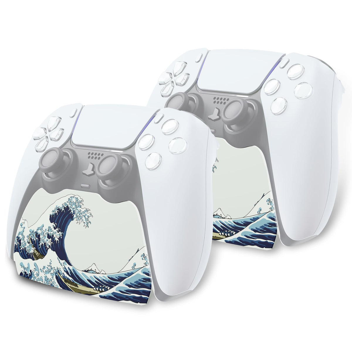 playvital 2 Pack Controller Display Stand for ps5, Gamepad Stand Desk Holder for ps5 Controller Accessories with Rubber Pads,The Great Wave