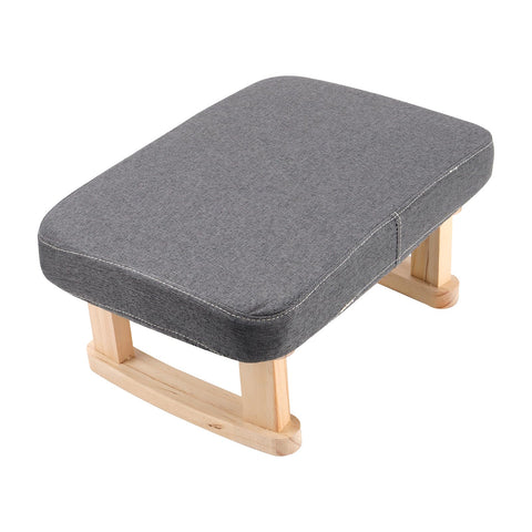 SINJEUN Small Footstool, Ottoman Foot Stool with Wooden Legs and Removable ‌Cotton-Flax Cover, Low Footstool for Living Room, Bedroom, Couch Side