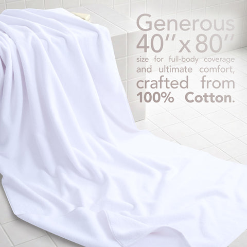 American Soft Linen Oversized Bath Sheet 40x80 Extra Large for Bathroom, 100% Cotton Turkish Jumbo Bathsheet Towels for Adults, White Bath Sheet