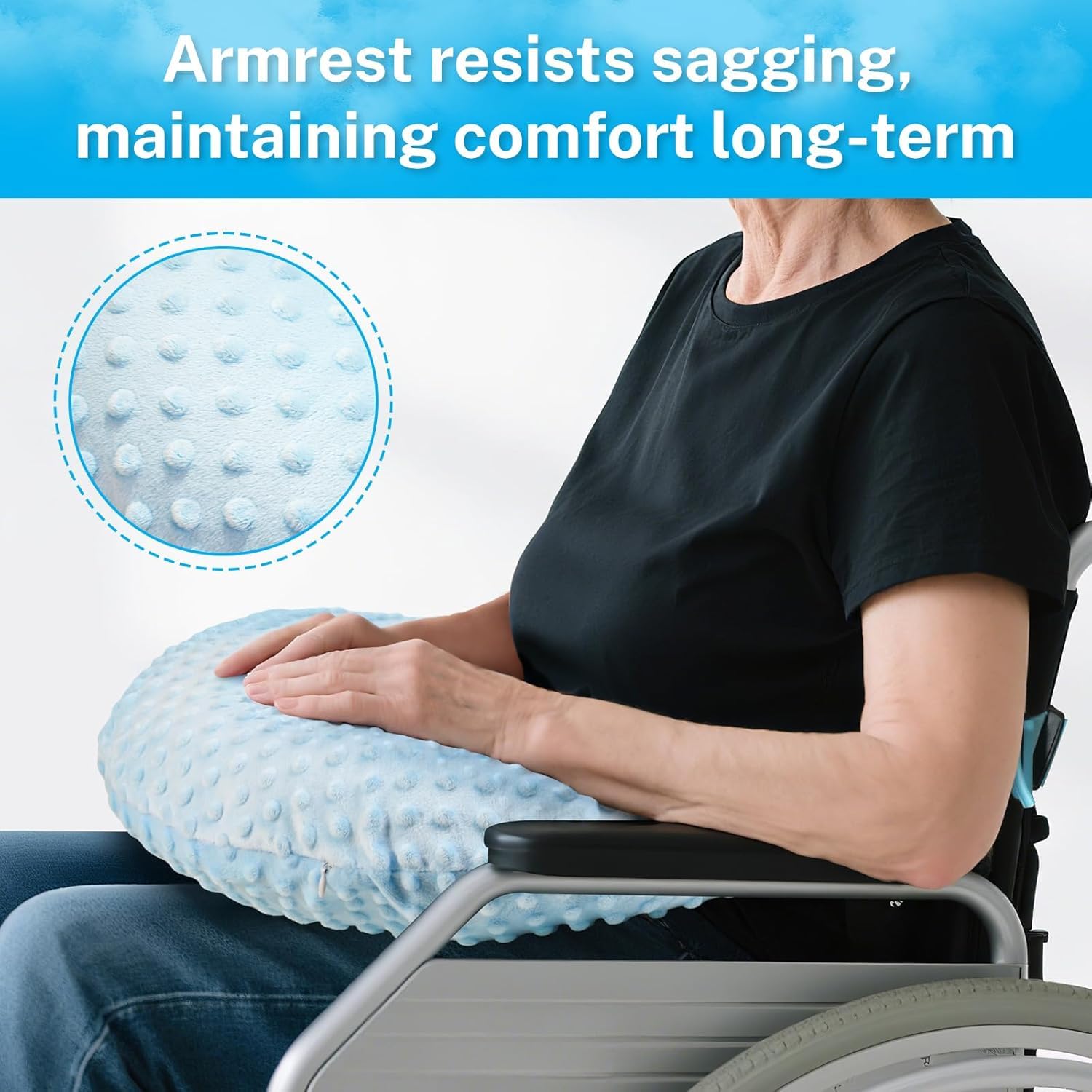 OUWERALL Wheelchair Pillow, Cotton, Adjustable Lumbar Support, Breathable, Arm Support, Lumbar Protection, Prevention of Forward Bumping