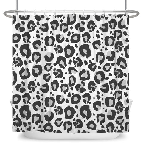 Bovlleetd 60x72inch Black and White Shower Curtain Leopard Print Pattern Black White Bath Shower Curtain Polyester Waterproof Bathroom Set with Hook