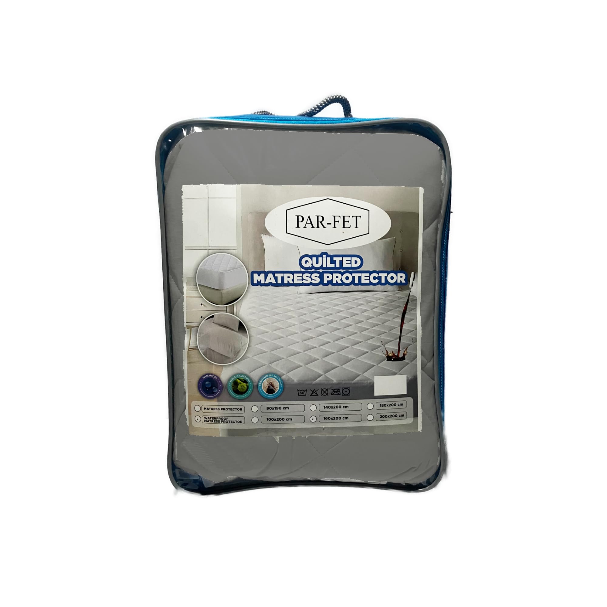 Cotton Mattress Protector, Waterproof, Quilted with Anti-Allergic, Anti Dust Mite, Soft and Quiet, Breathable (Grey, 90 x 190 cm)
